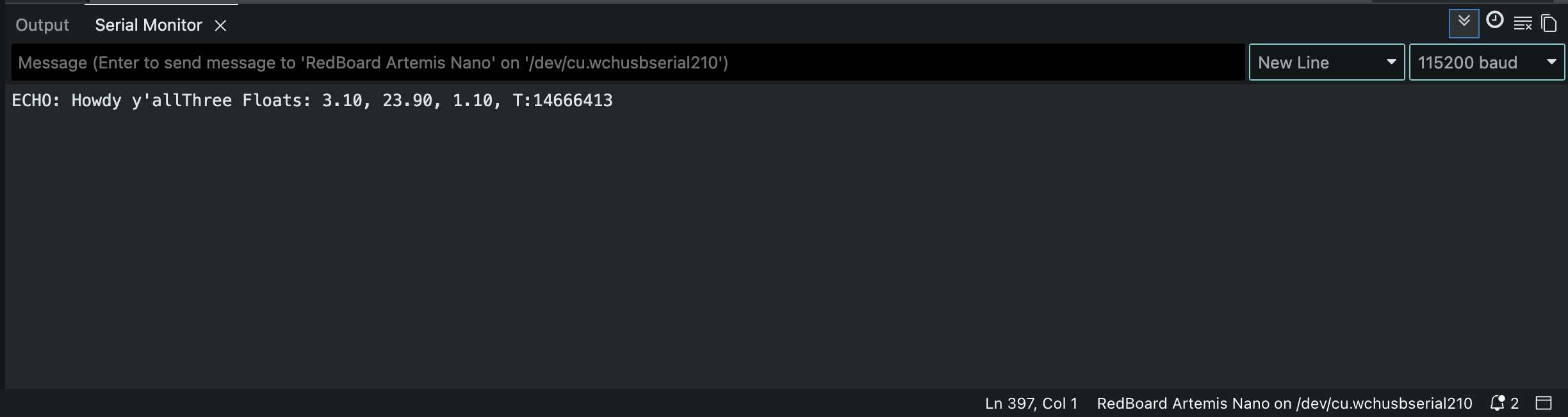 Task 3 serial output