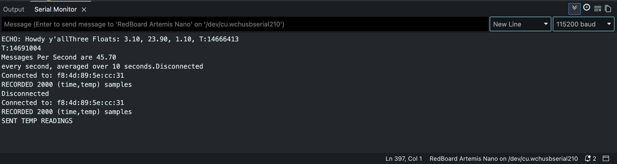 Task 7 serial output
