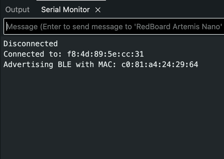 Serial monitor showing MAC address