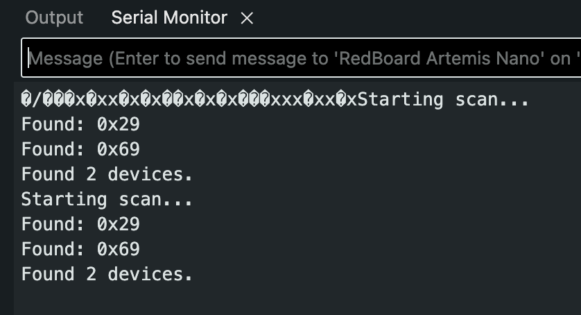I2C scan results